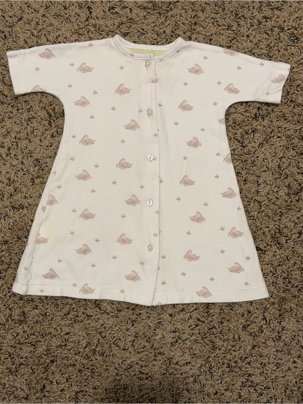 White Baby Sleep Gown with Pink Swan Print